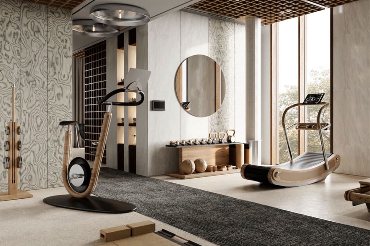 Luxury Pilates Studio featuring PENT Fitness equipment and accessories in Natural Walnut