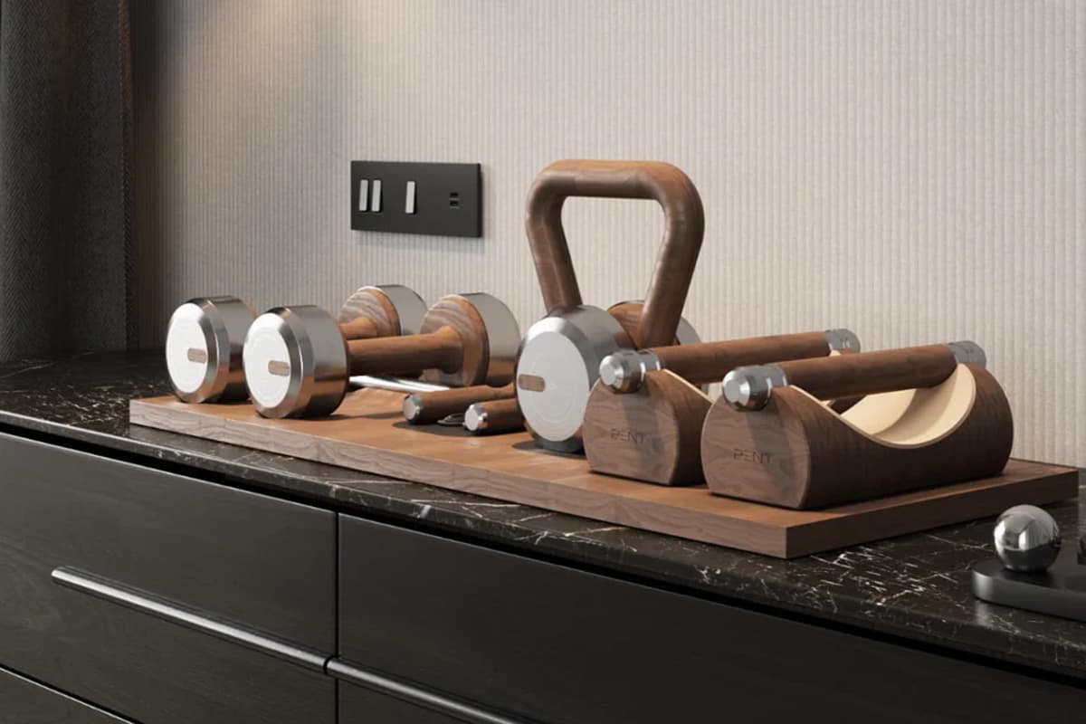 PENT DEHA Combination Fitness Set in Natural Walnut for compact spaces